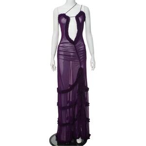 📌SOLD📌Summer Purple Solid sheer dress spaghetti straps medium available